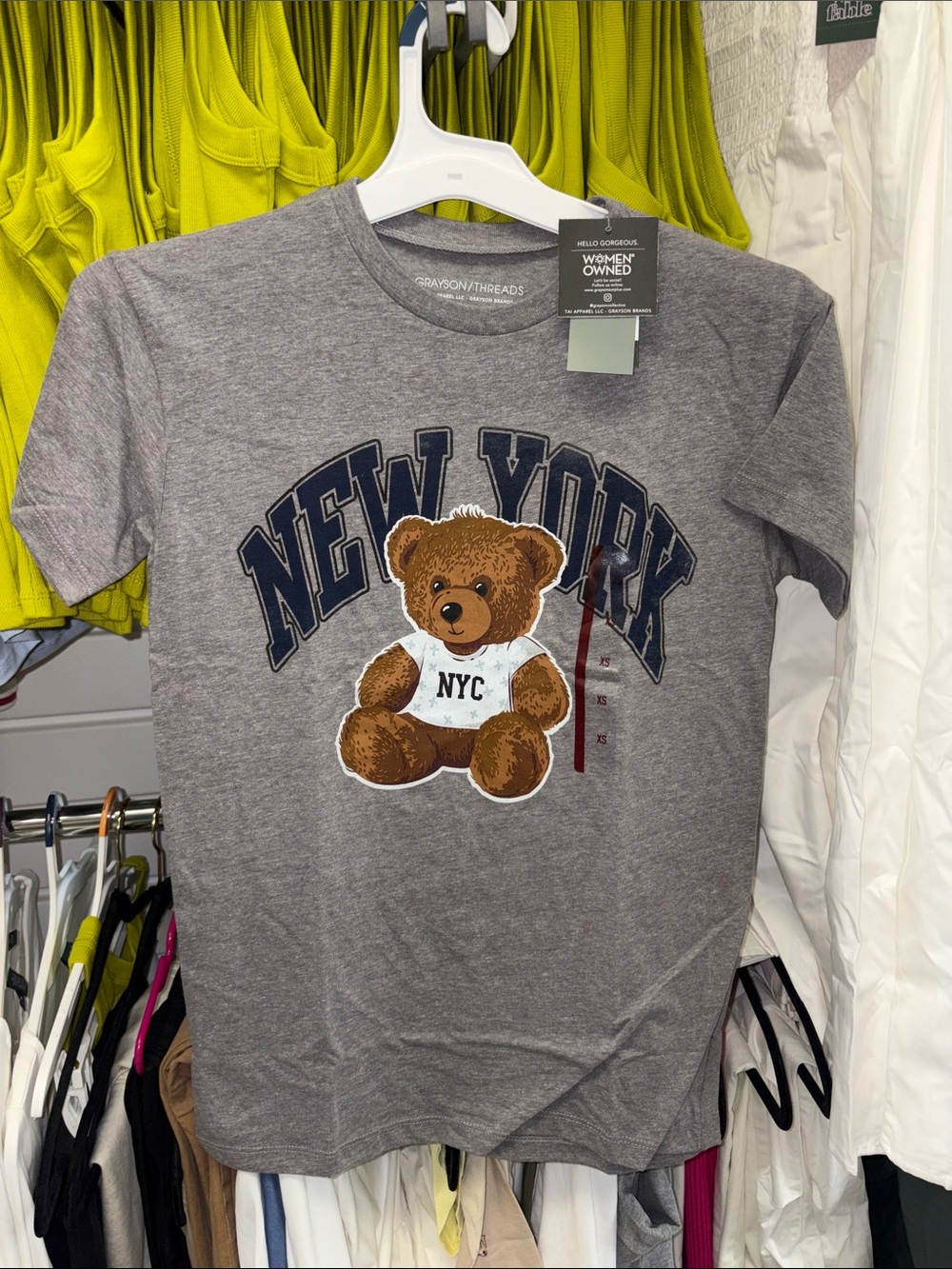 5/$10 Gray New York Teddy Graphic Tee
